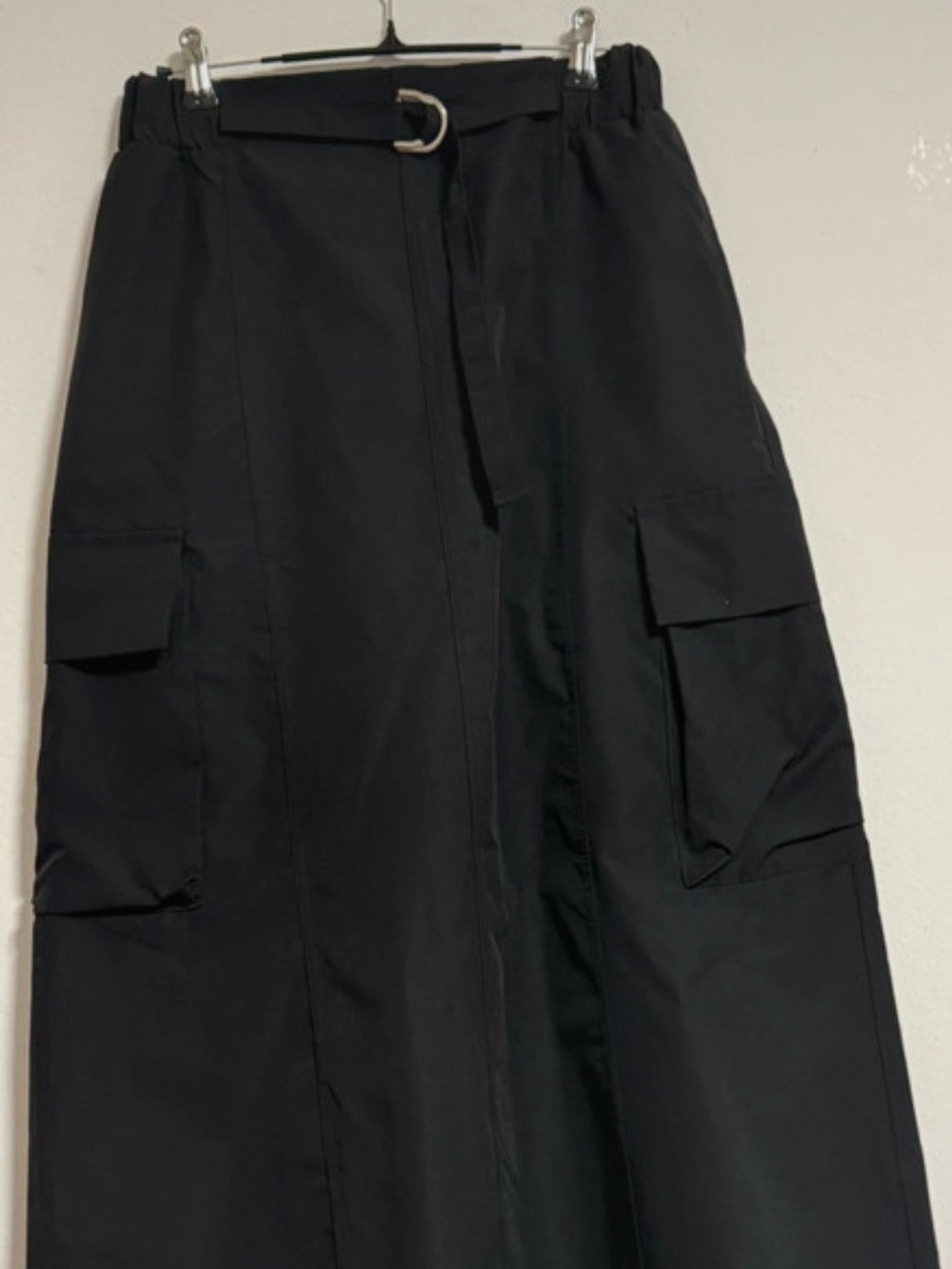 Utility Black Maxi Skirt with Belt